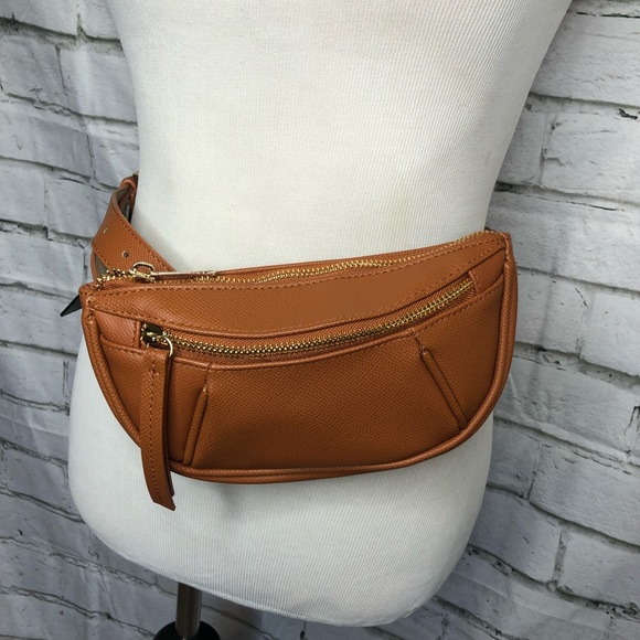 INC International Concepts Brown Pebbled Leather Fanny Pack, Gold Hardware, NWT! - Picture 5 of 5
